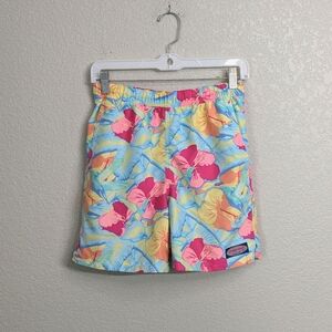 Vineyard Vines Men's Floral Swim Trunks Blue Pink Tropical Pockets Summer S/M